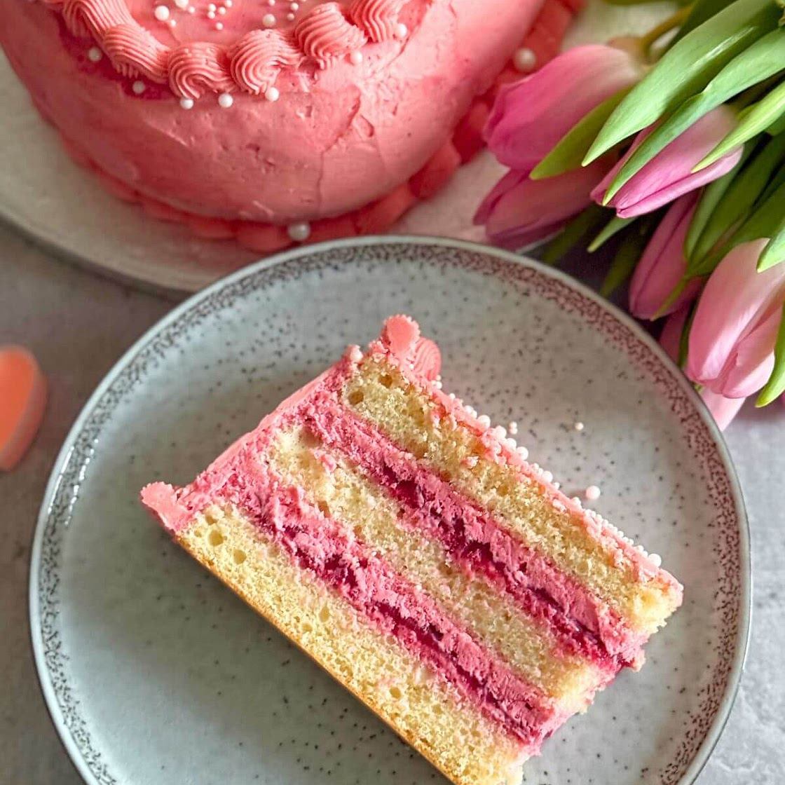 Raspberry Heart Shaped Cake