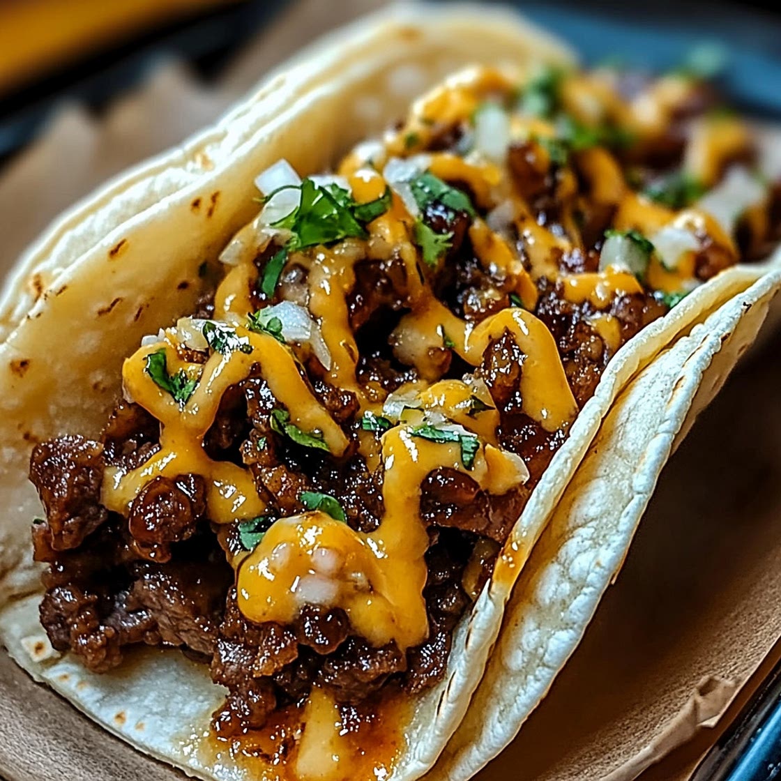 Garlic Butter Honey BBQ Beef Tacos