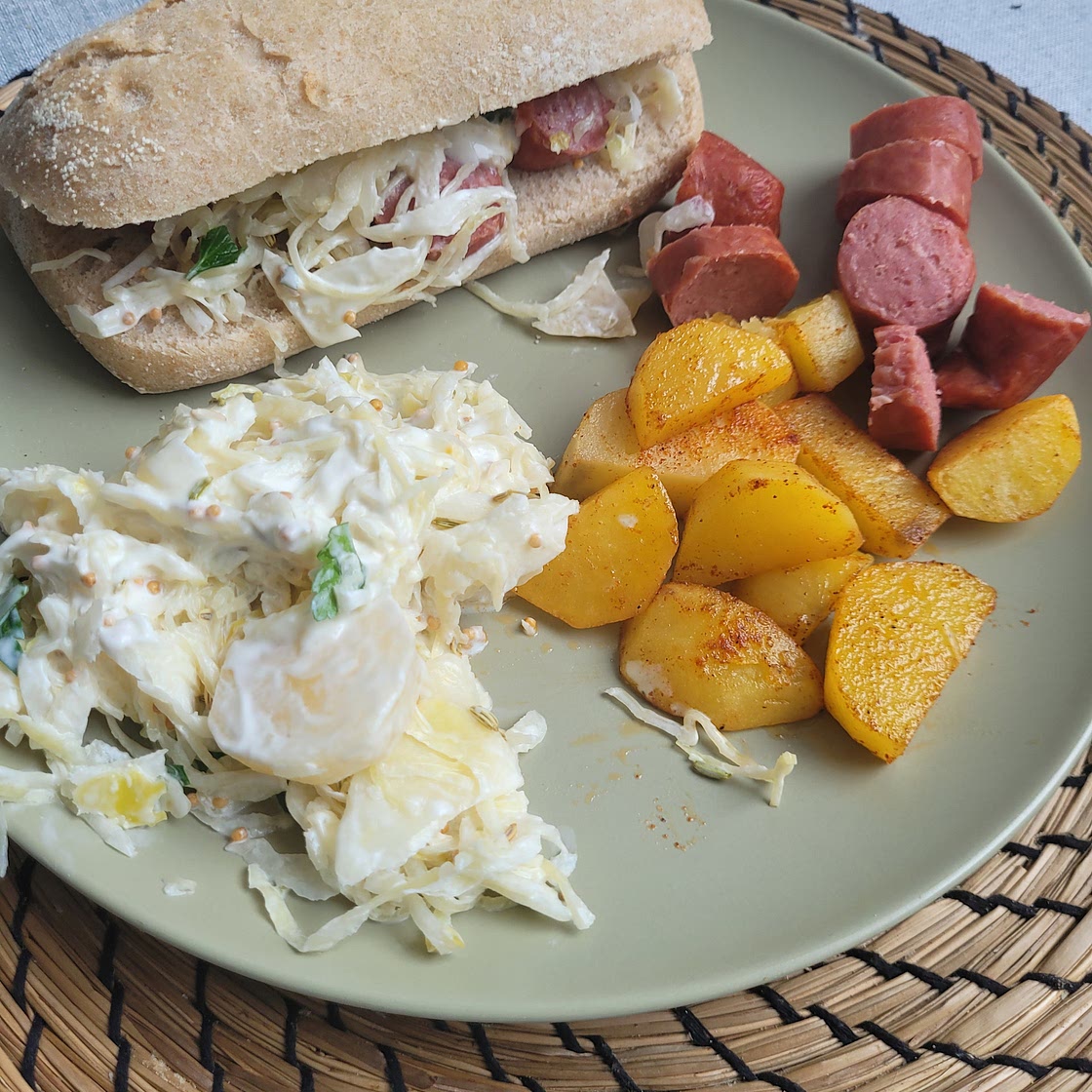Sausage sandwich lunch