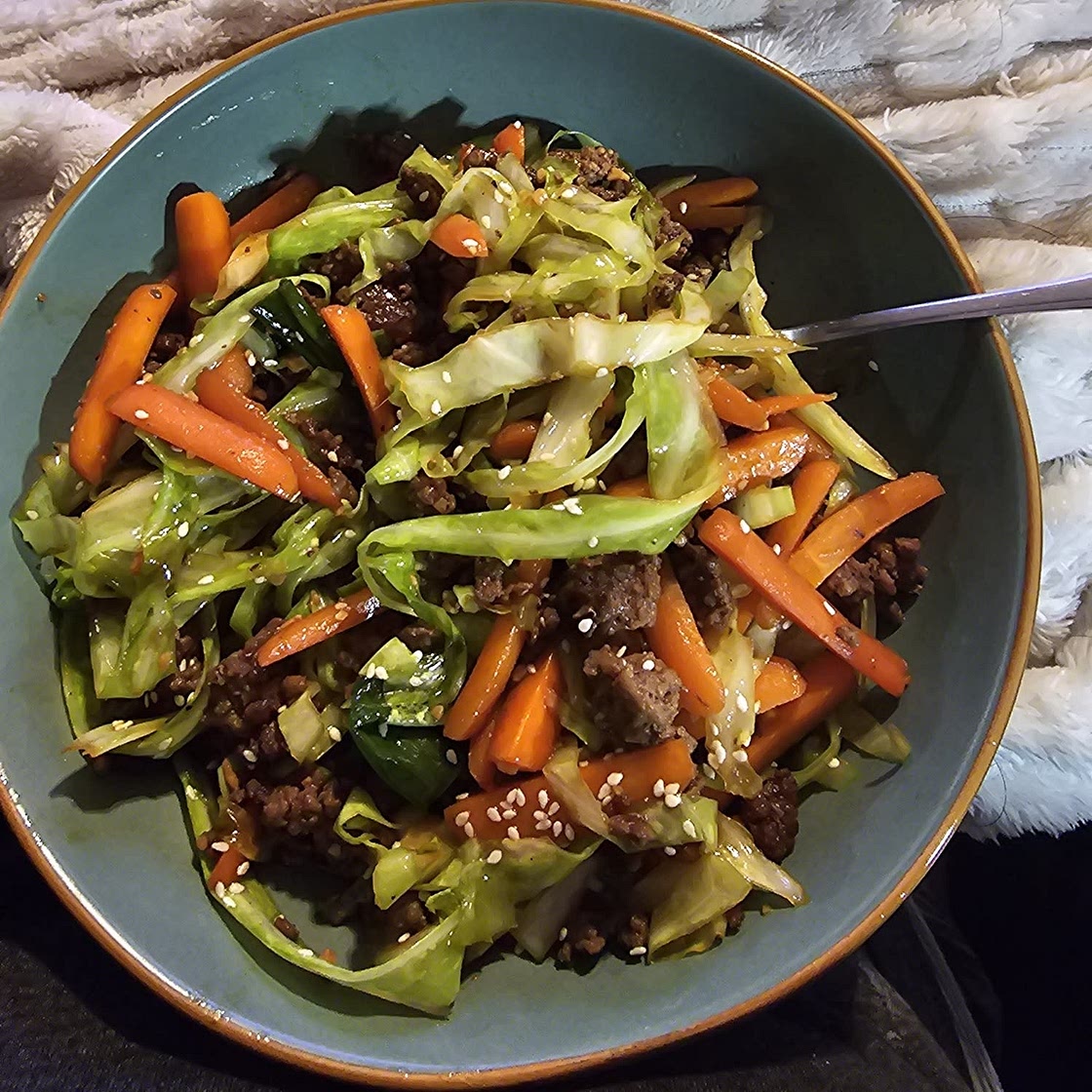 Unstuffed Beef Egg Roll Stir Fry