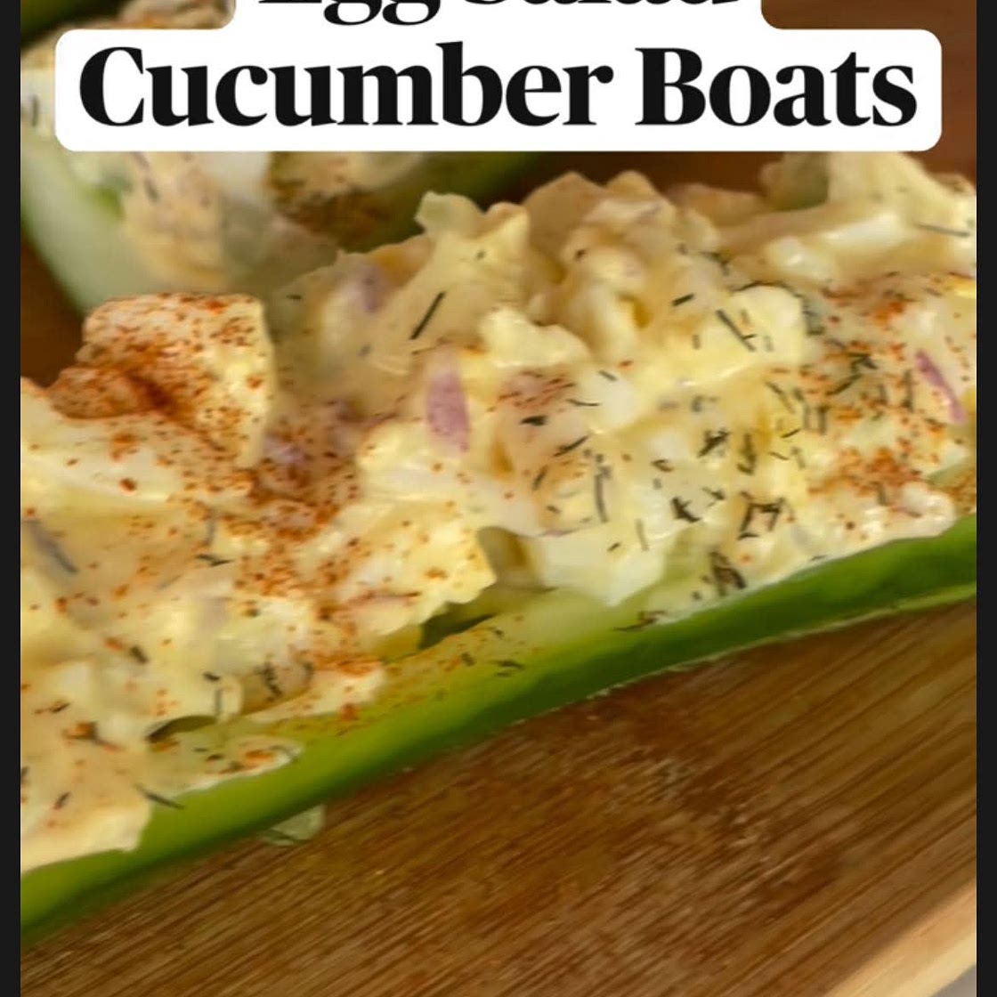 Egg salad cucumber boats