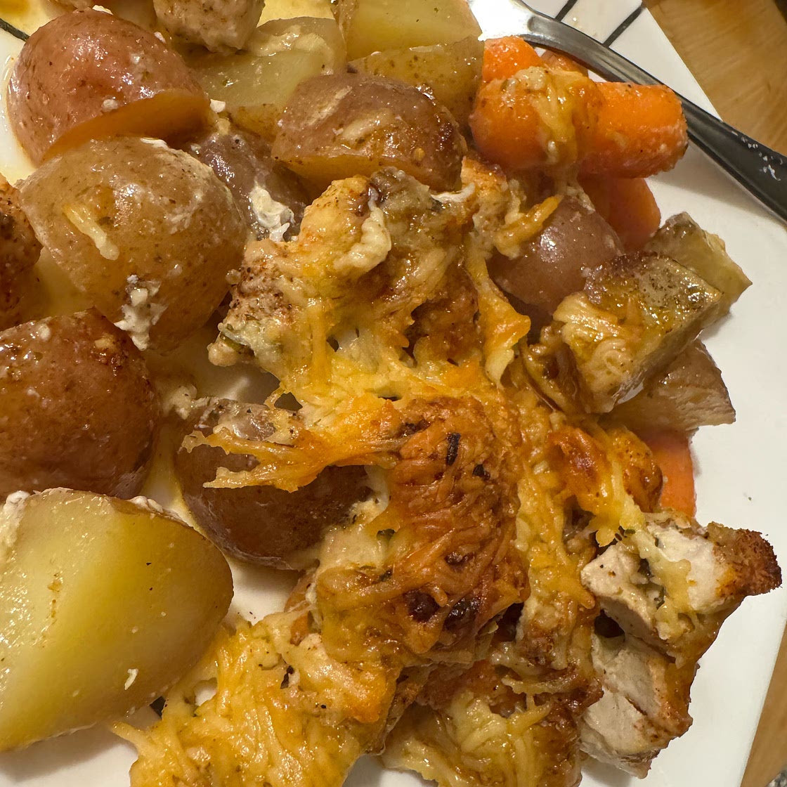 Crockpot Garlic Parmesan Chicken and Potatoes