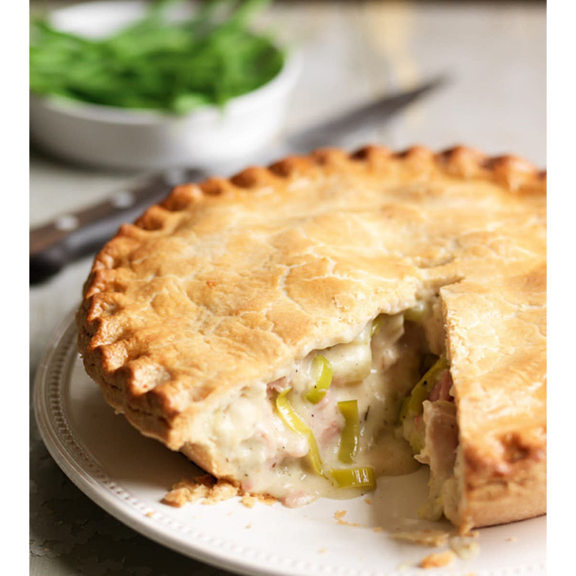 deep-filled chicken &  mushroom pie Hairy bikers. 