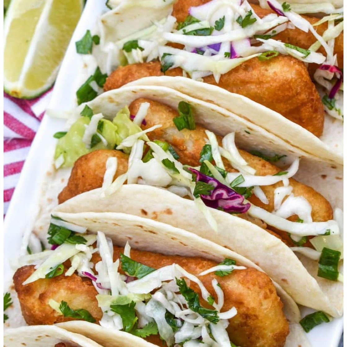 Fish Tacos and Cilantro Coleslaw