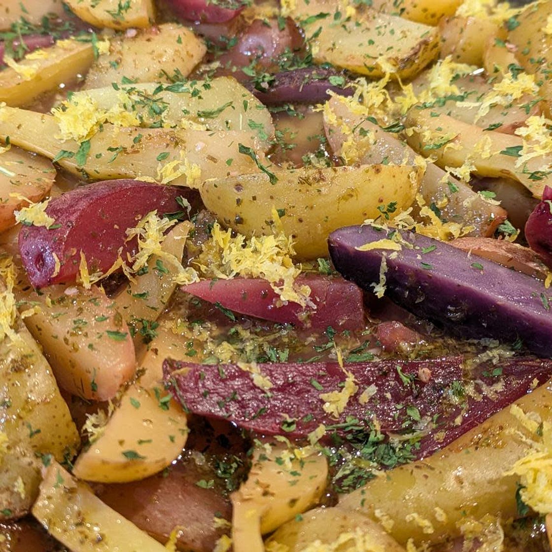 Lower Oil Greek Lemon Potatoes