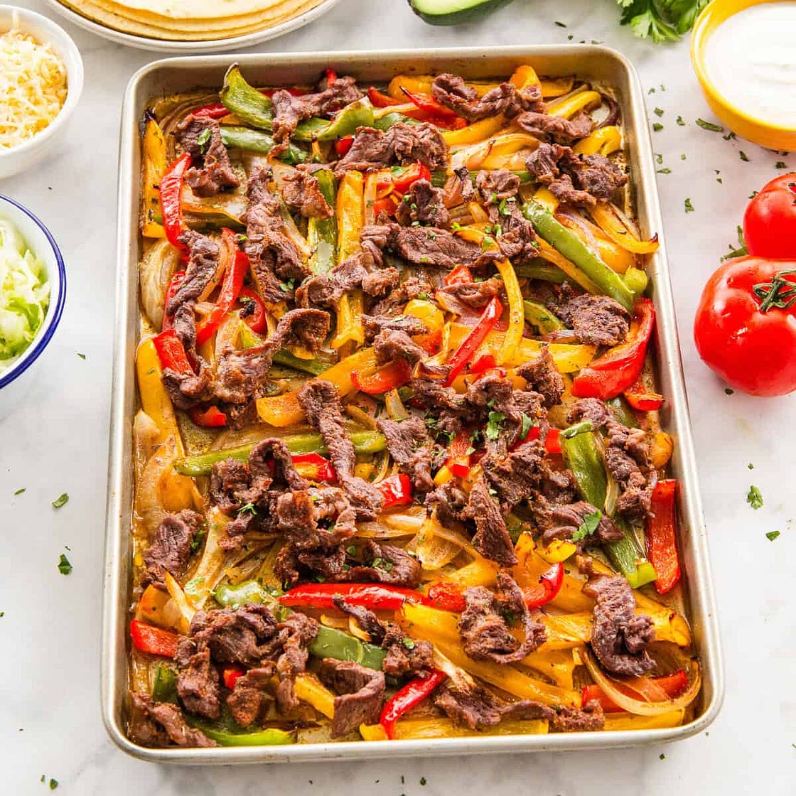 Easy Sheet Pan Steak Fajitas