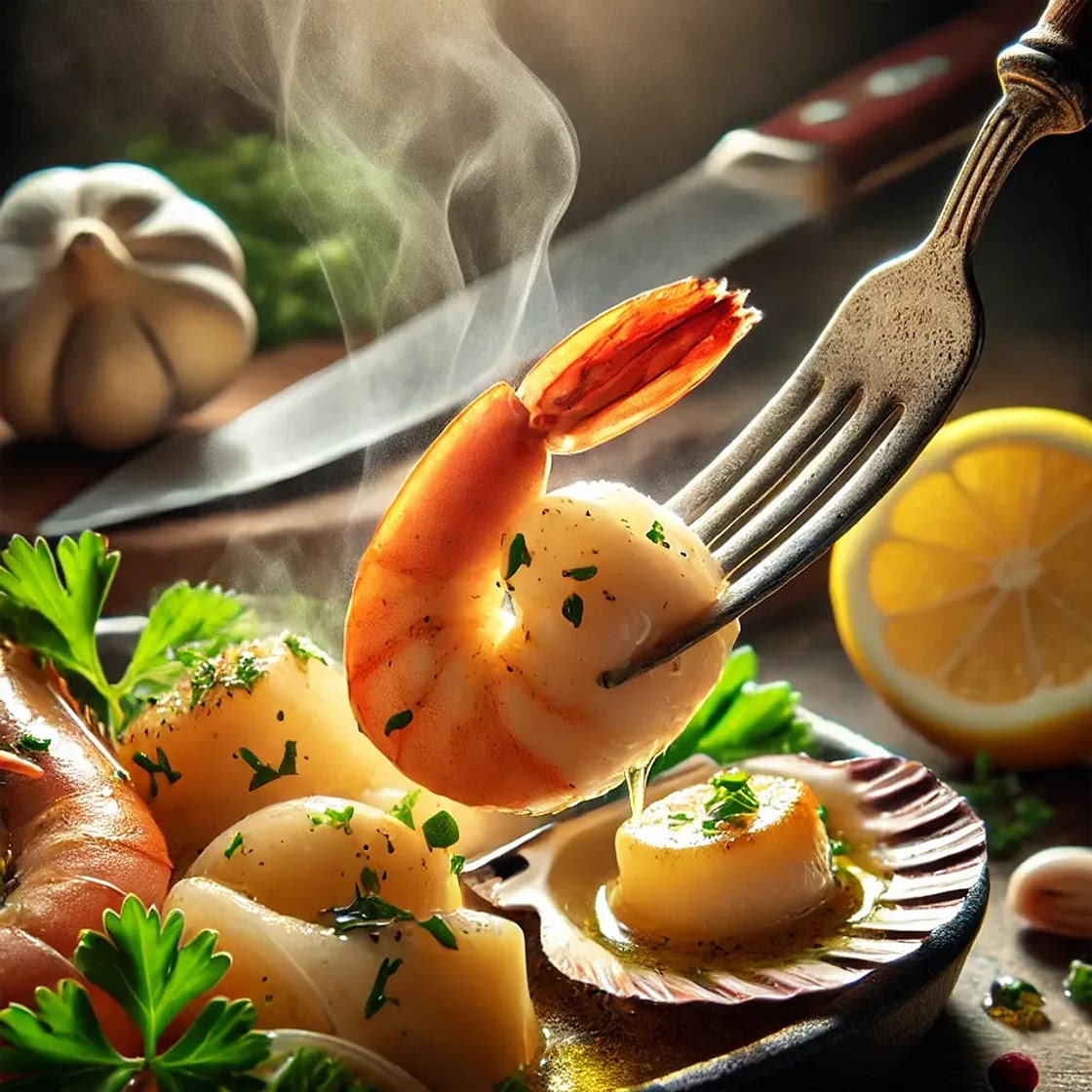Garlic Butter Seafood Medley with Lemon Herb Sauce
