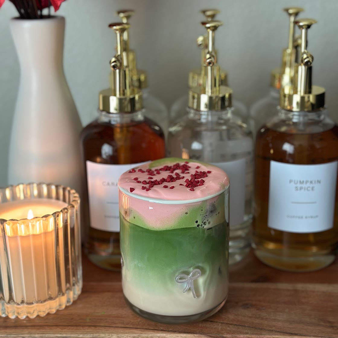 Strawberry Earl Grey Matcha Latte