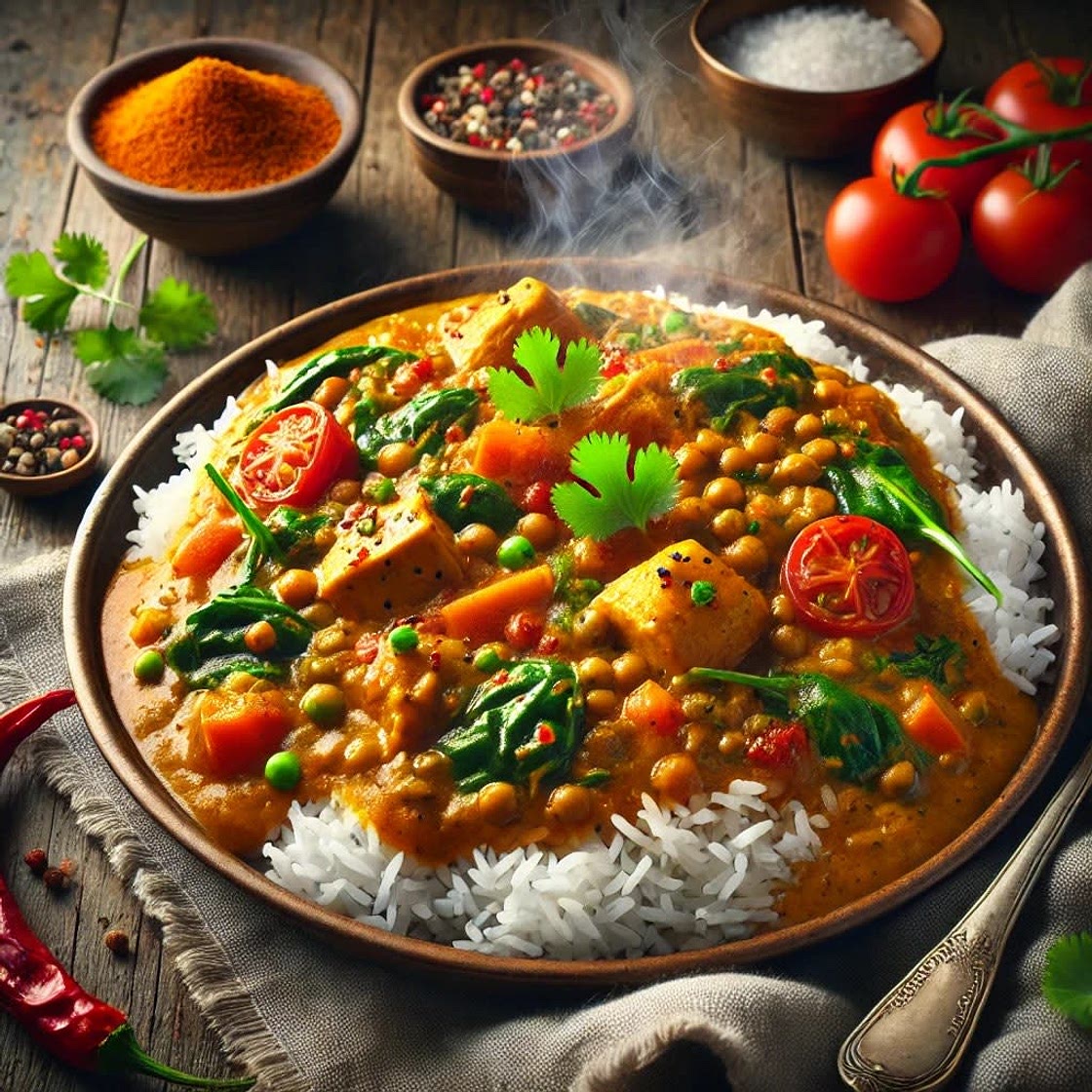 Indian Spiced Chicken & Lentil Curry with Basmati Rice