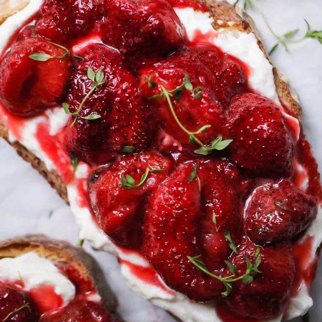 Roasted Strawberry Whipped Ricotta Toast