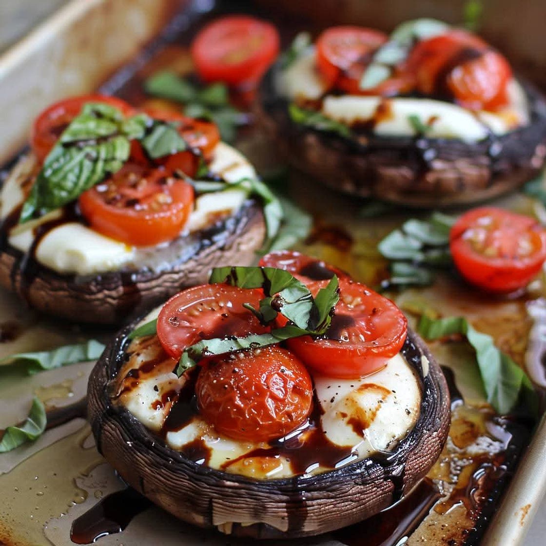 Caprese Stuffed Garlic Butter Portobellos