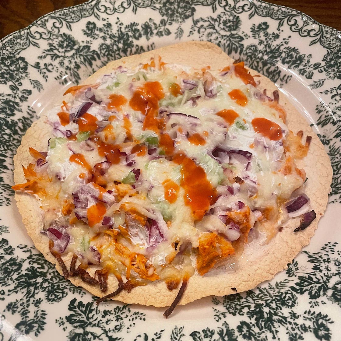 Buffalo Chicken Tortilla Pizza(After 3rd Week)
