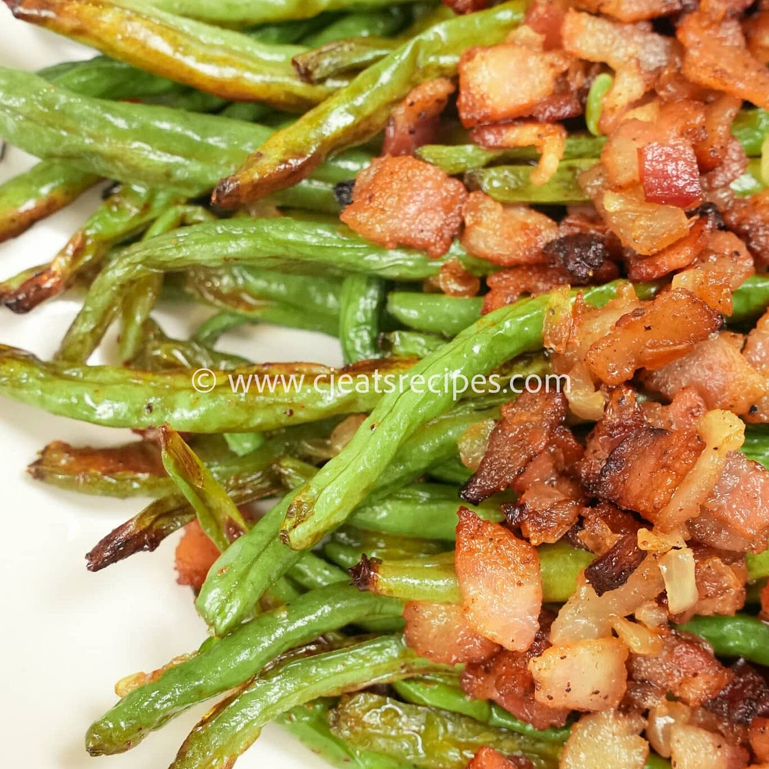 Roasted Green Beans with Bacon (SUPER EASY!)