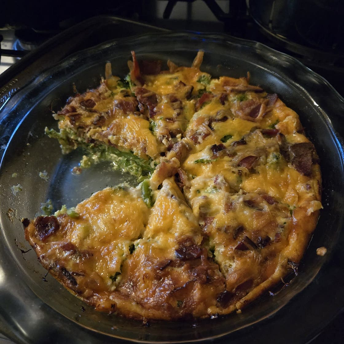 Bacon Broccoli Cheddar Crustless Quiche