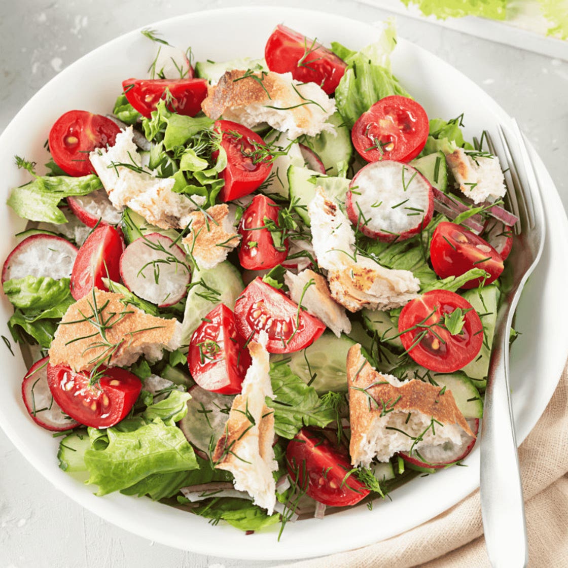 Lebanese Mixed Salad with Pita Croutons