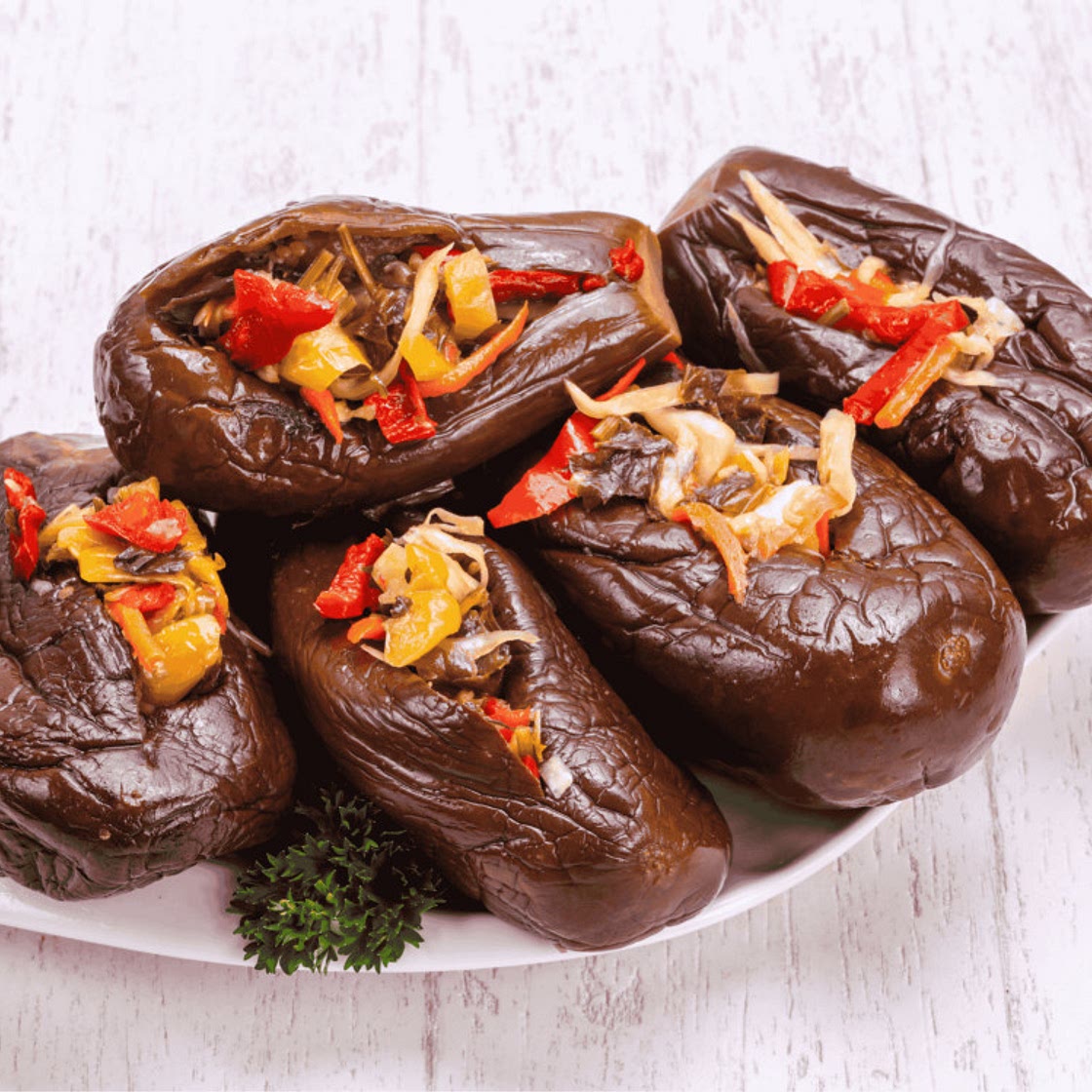 Lebanese Stuffed Pickled Eggplant