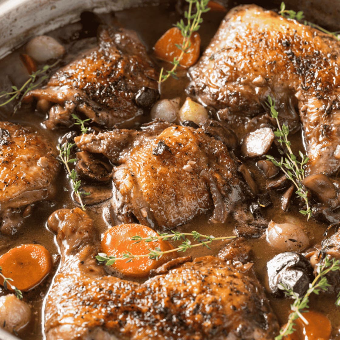 French Chicken Braised in Wine