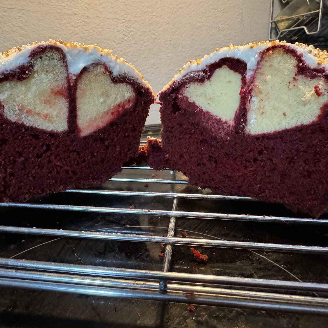 Red velvet Pound Cake with Heart Center