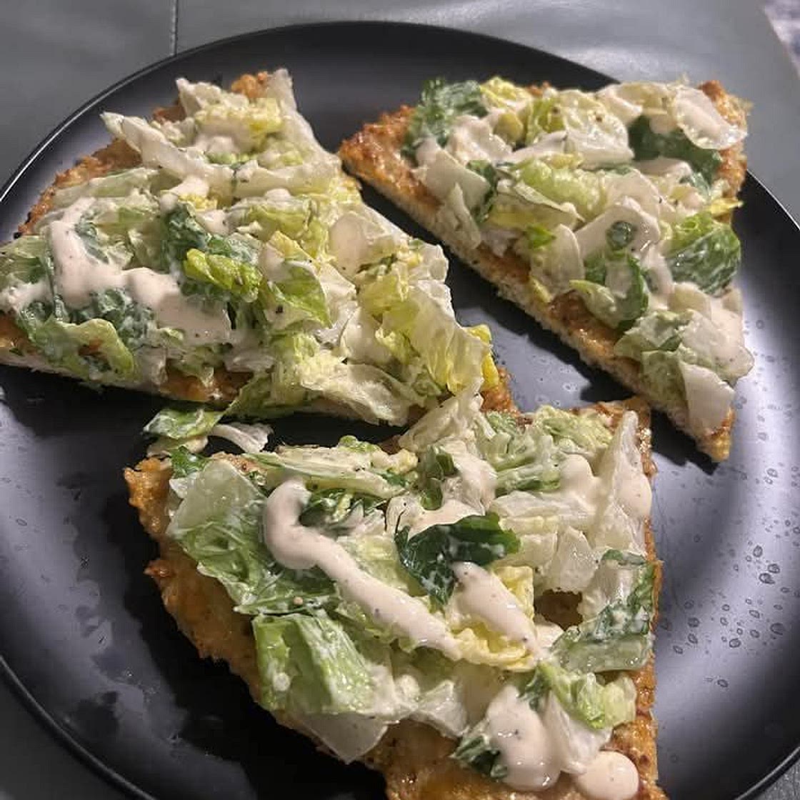 Chicken Crust Caesar Salad Pizza