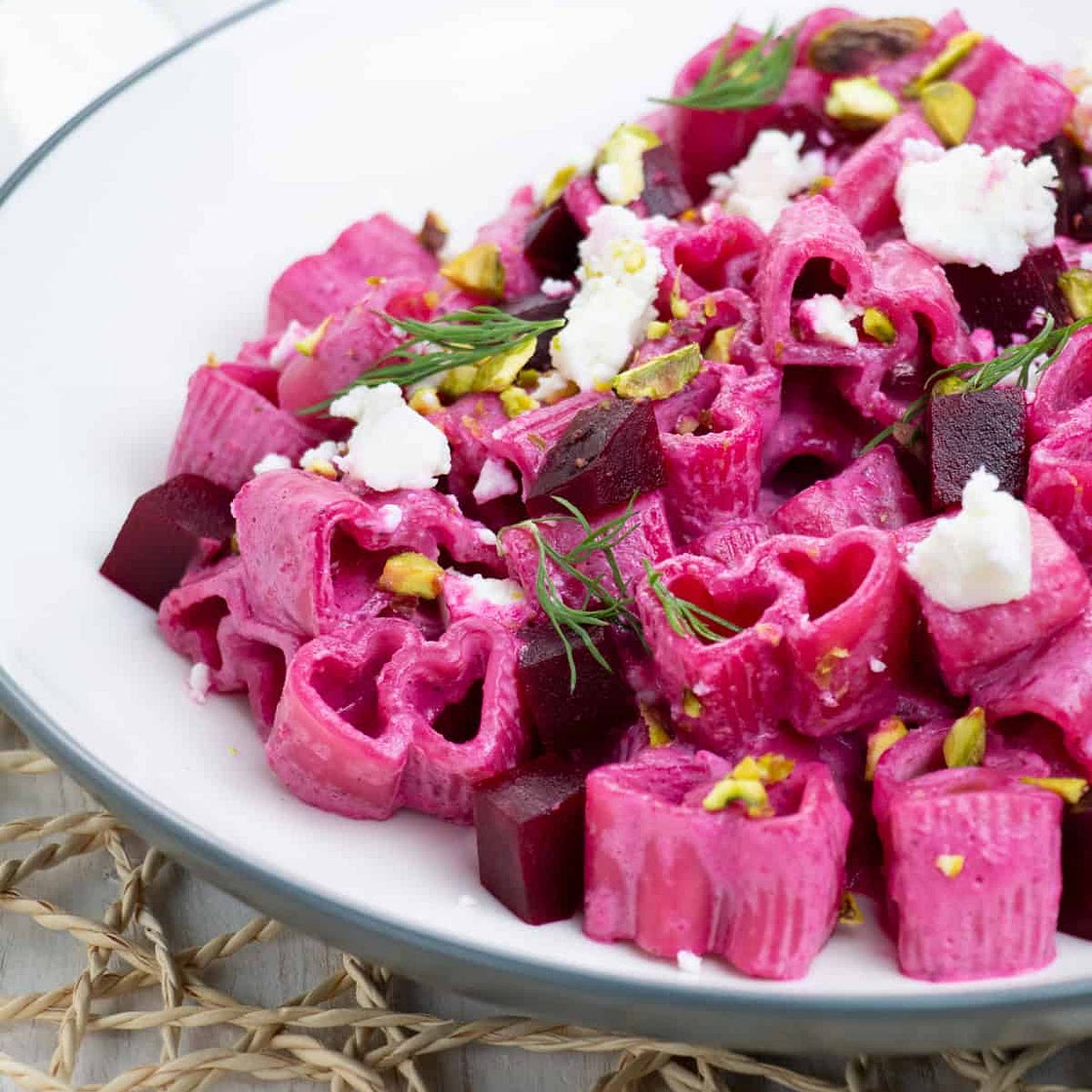 Heart-Shaped Pasta in Pink Beetroot Sauce