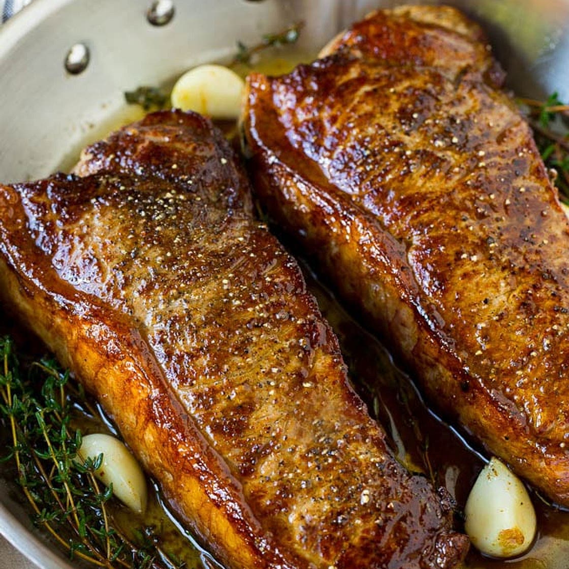 New York Strip Steak with Garlic Butter