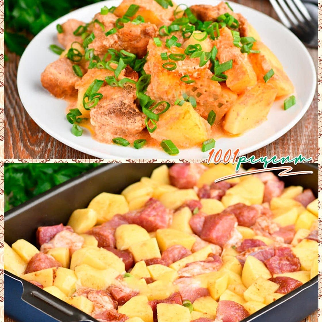 Kartoffeln und Fleisch im Backofen