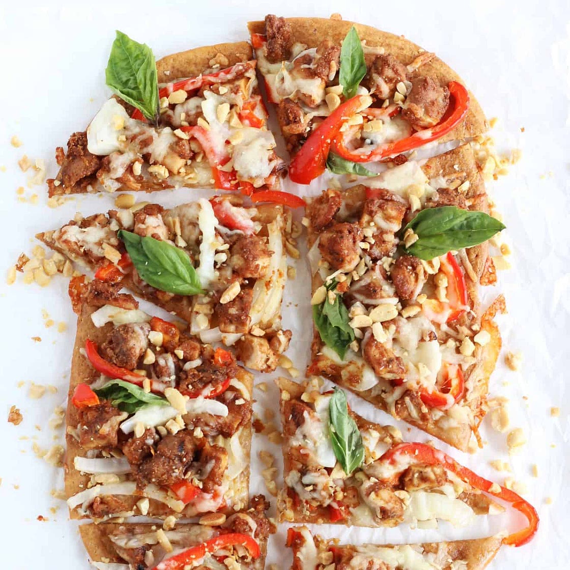Grilled Peanut Chicken Flatbread