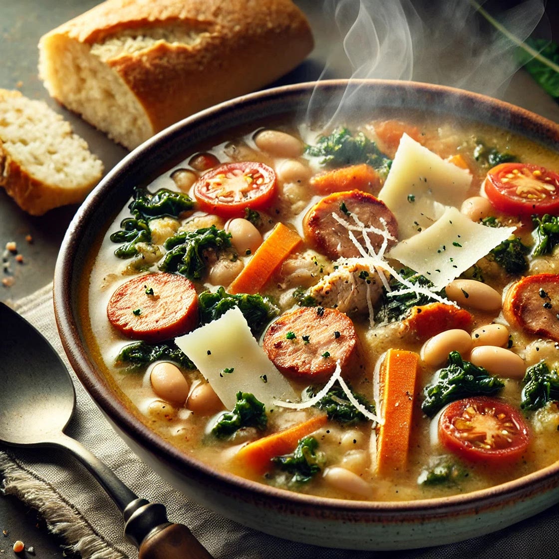 Slow Cooker Tuscan Chicken & Sausage Soup
