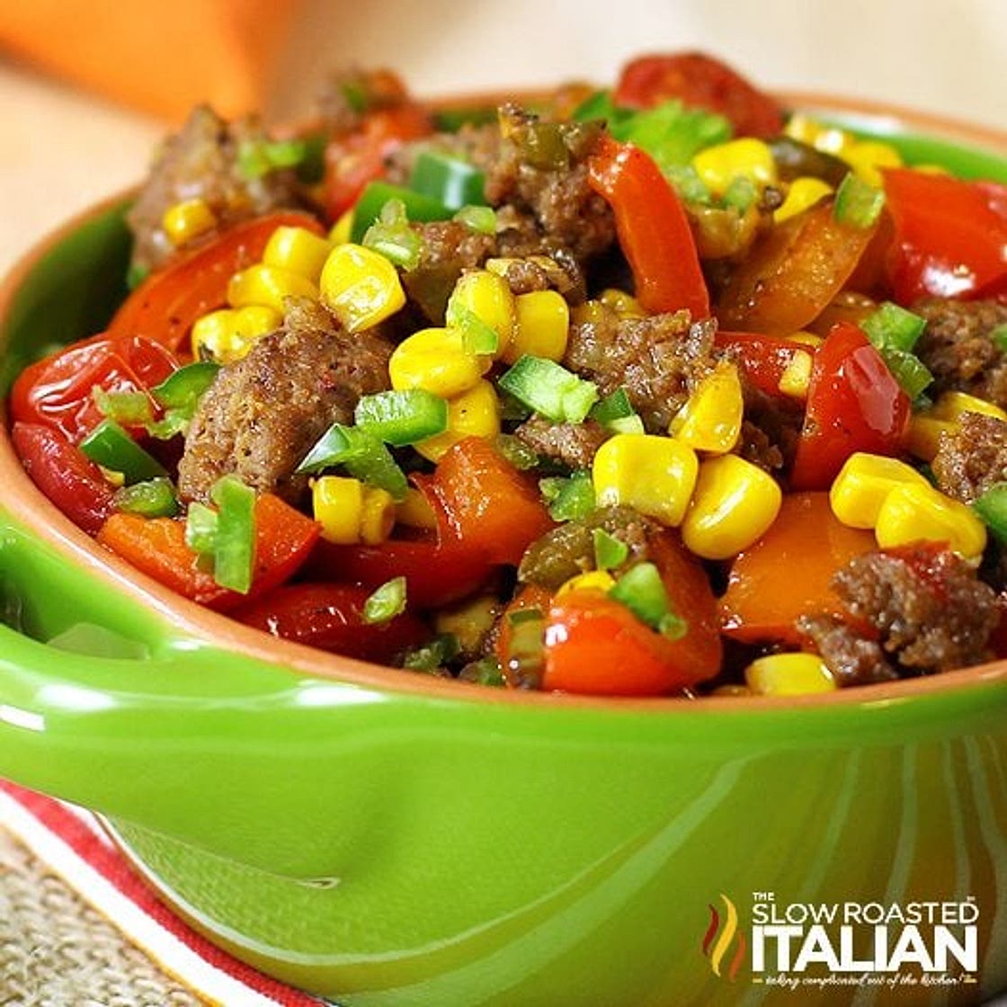 Spicy Mexican Corn Skillet with Sausage