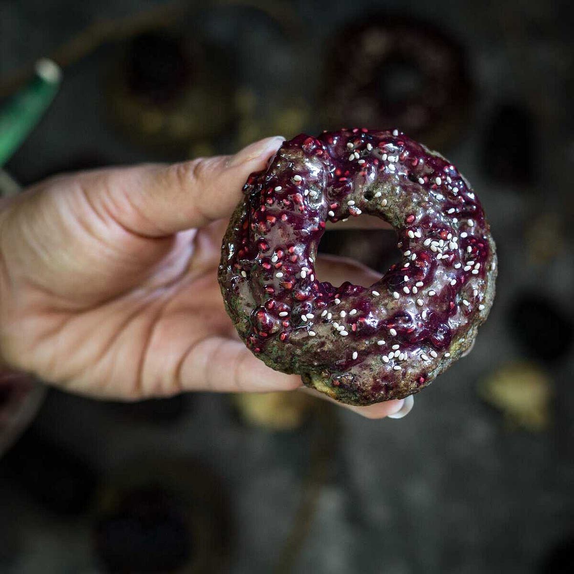 Blackberry Glazed Blackberry Donuts [Gluten Free]