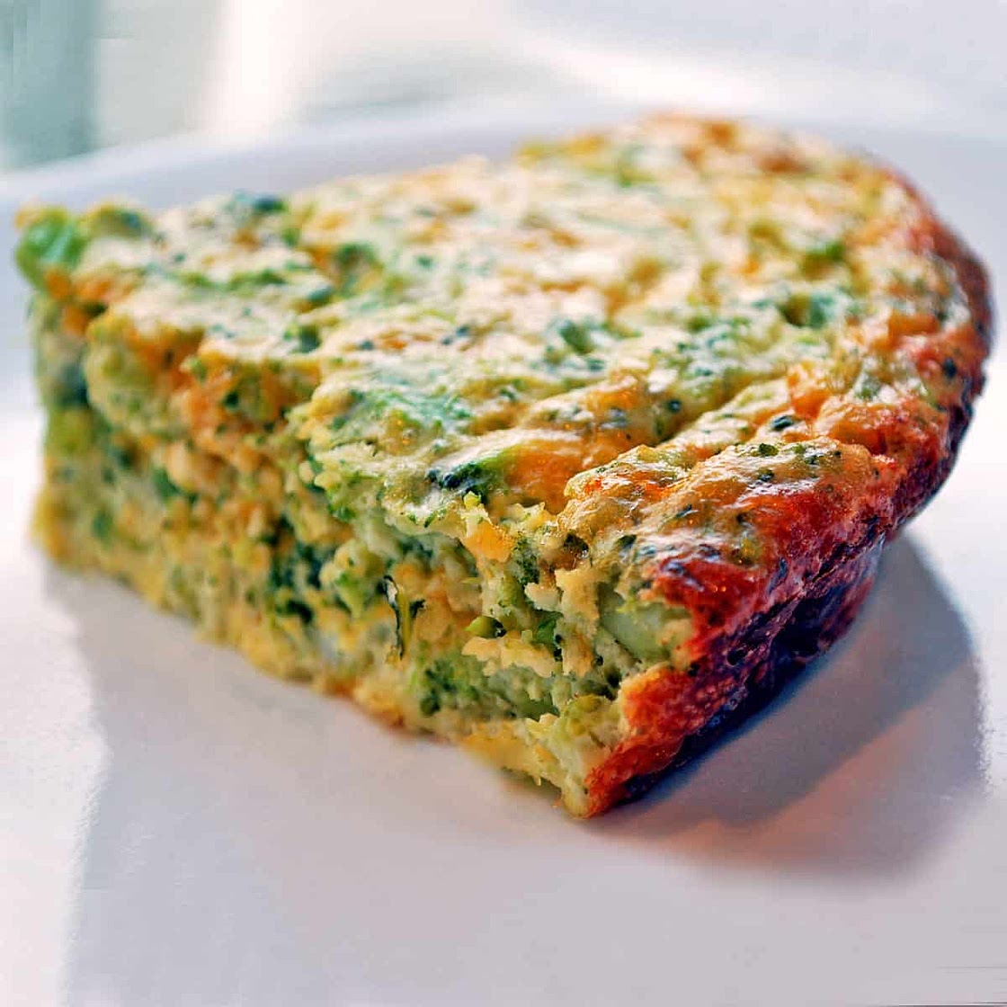 Crustless Broccoli Quiche with Cheddar and Scallions