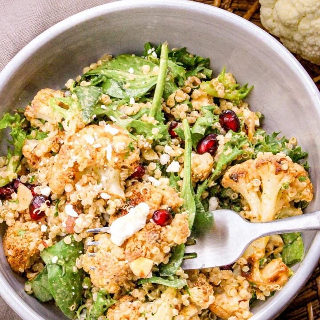 Quinoa and Roasted Cauliflower Salad with Lemon-Tahini Dressing Recipe