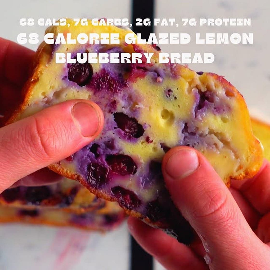 68 Calorie High Protein Glazed Lemon Blueberry Bread