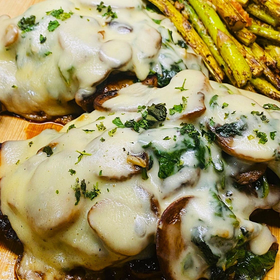 Blackstone Mushroom Swiss Chicken