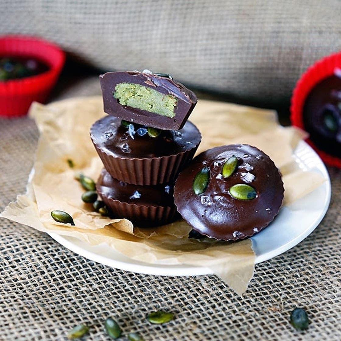 Dark Chocolate Pumpkin Seed Butter Cups