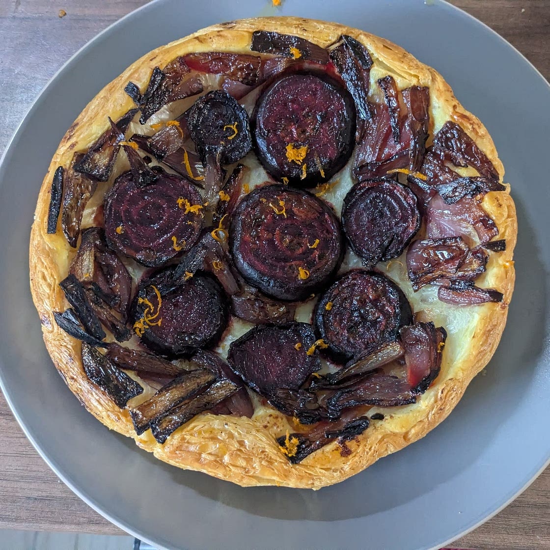 Beetroot & red onion tarte tatin