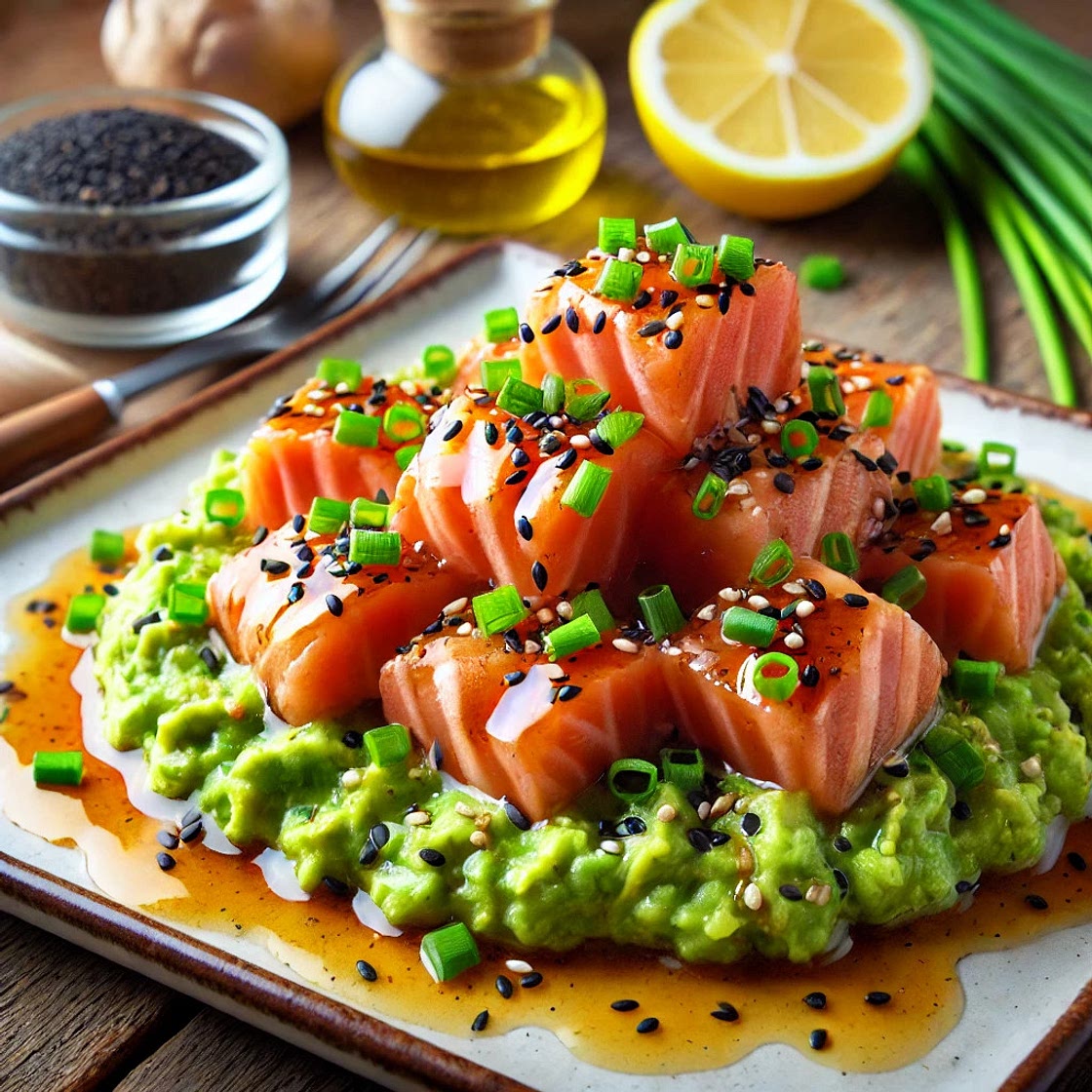 Tataki de saumon et guacamole