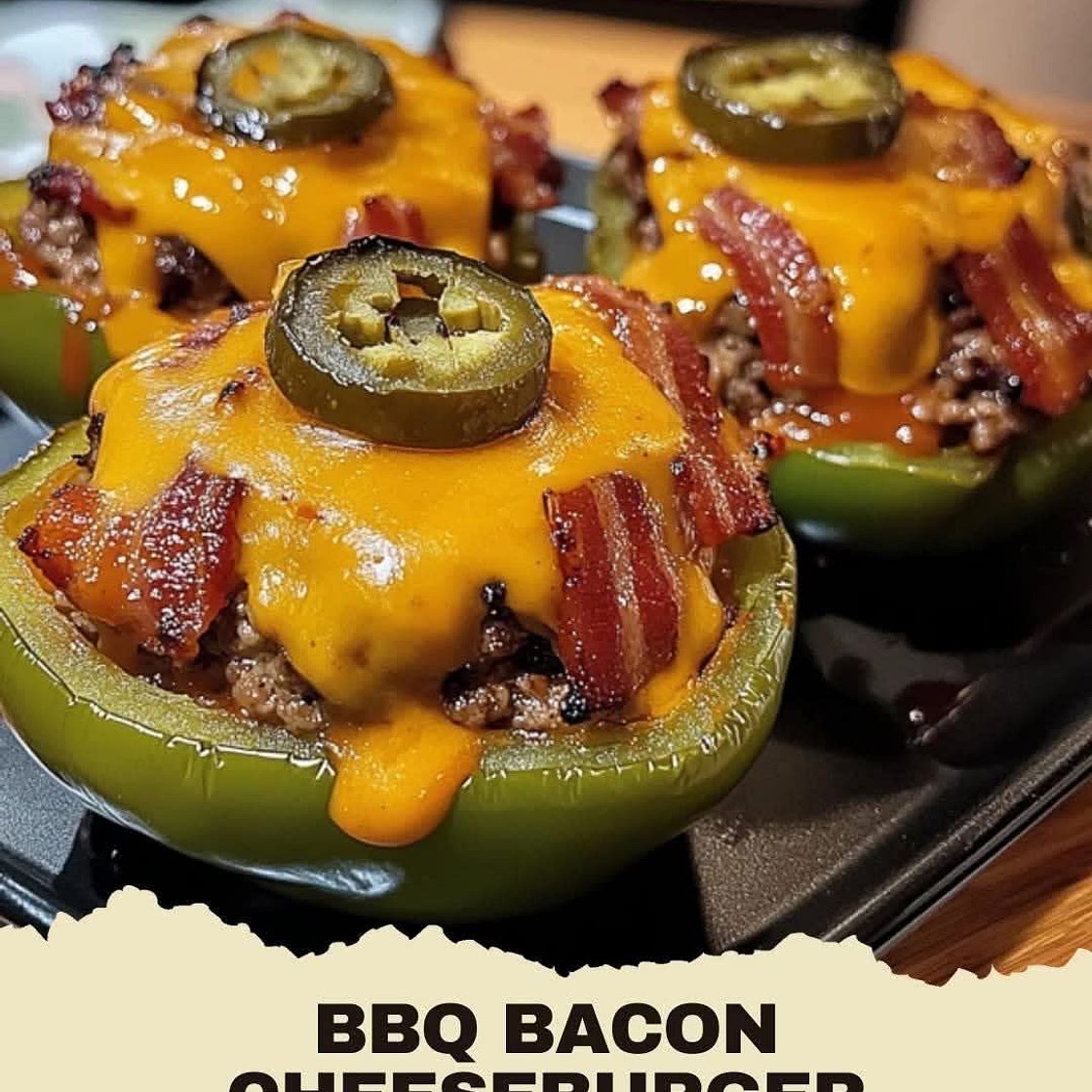 BBQ Bacon Cheeseburger Stuffed Peppers