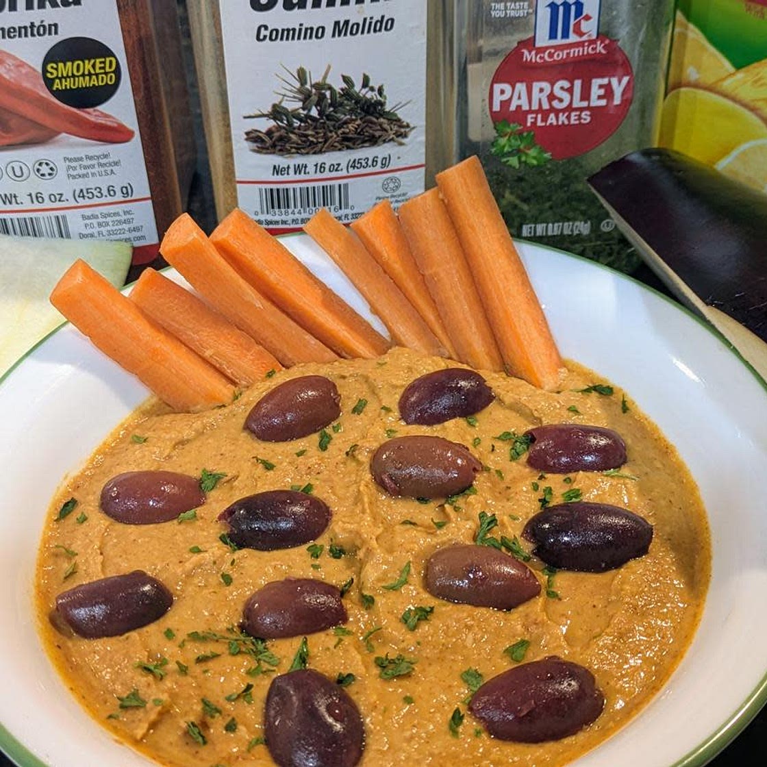 Mediterranean Roasted Eggplant Hummus