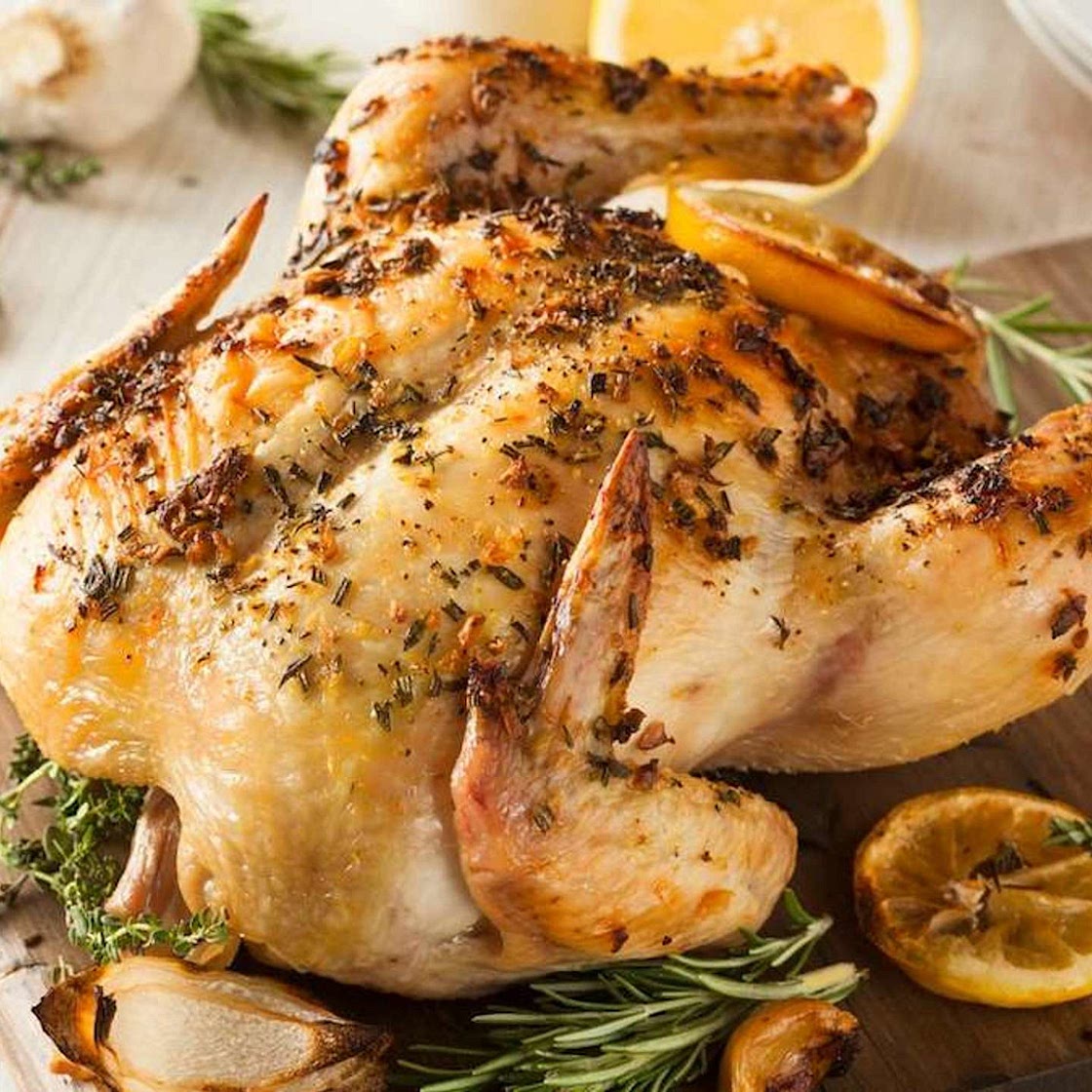 Poulet rôti au citron et aux herbes