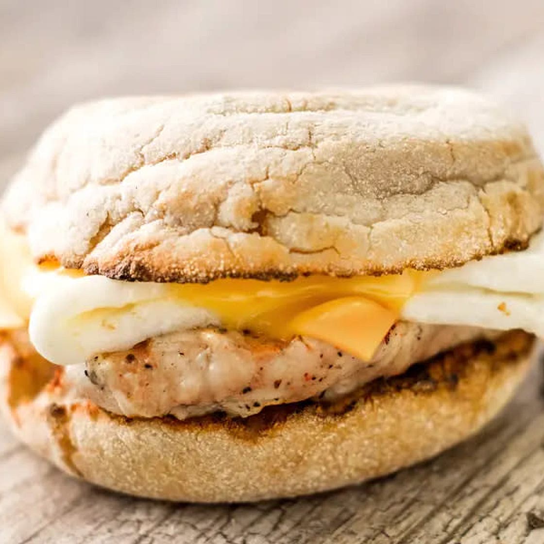 Homemade English Muffin Chicken egg cheese 