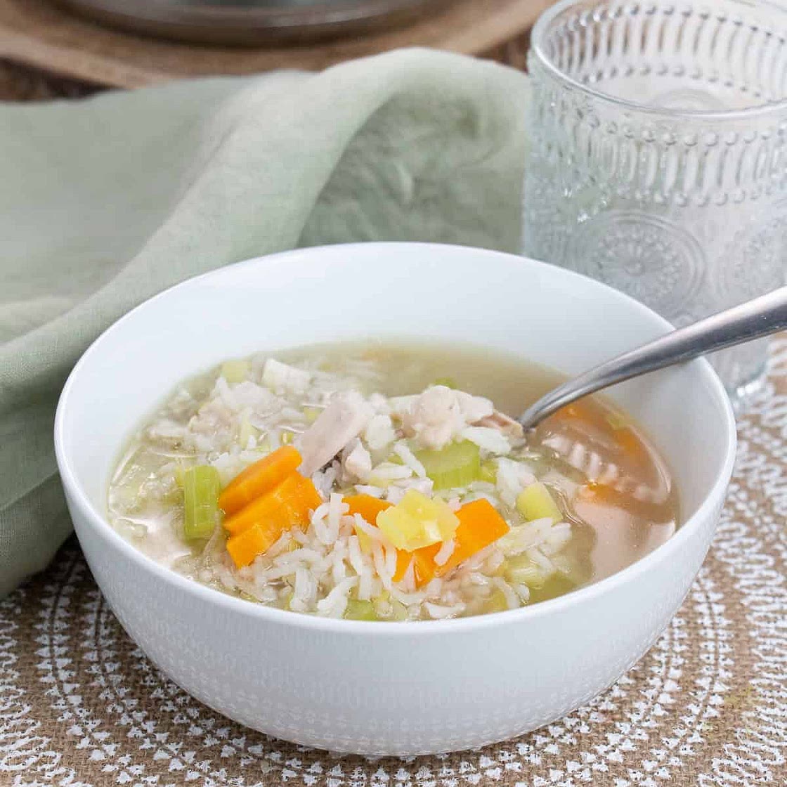 Homemade Chicken Wing Soup with Veggies and Rice