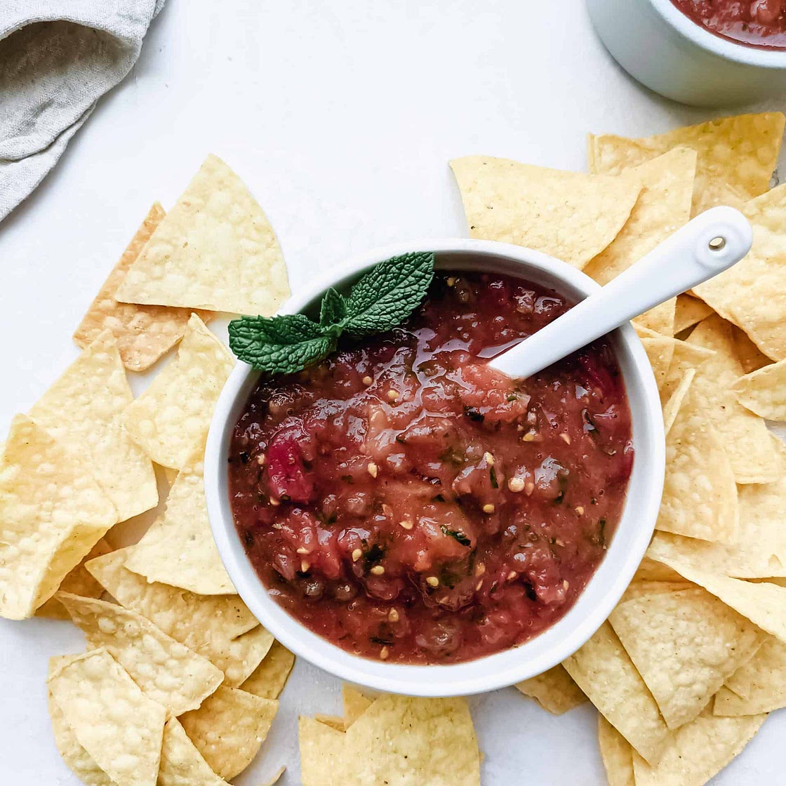 Tacolicious roasted tomato mint salsa