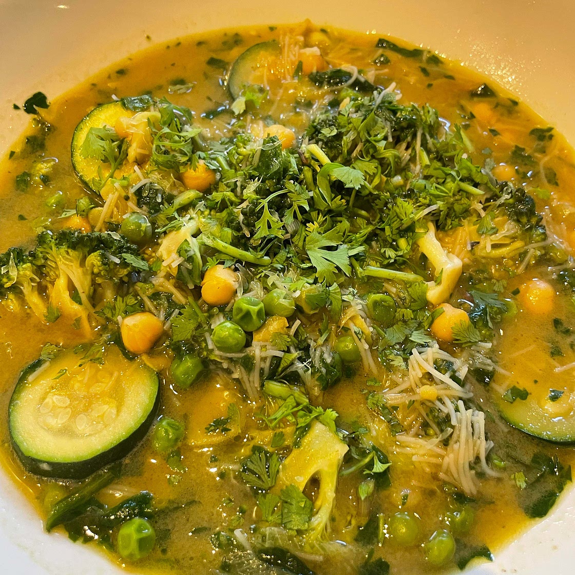 Thai green curry noodle soup