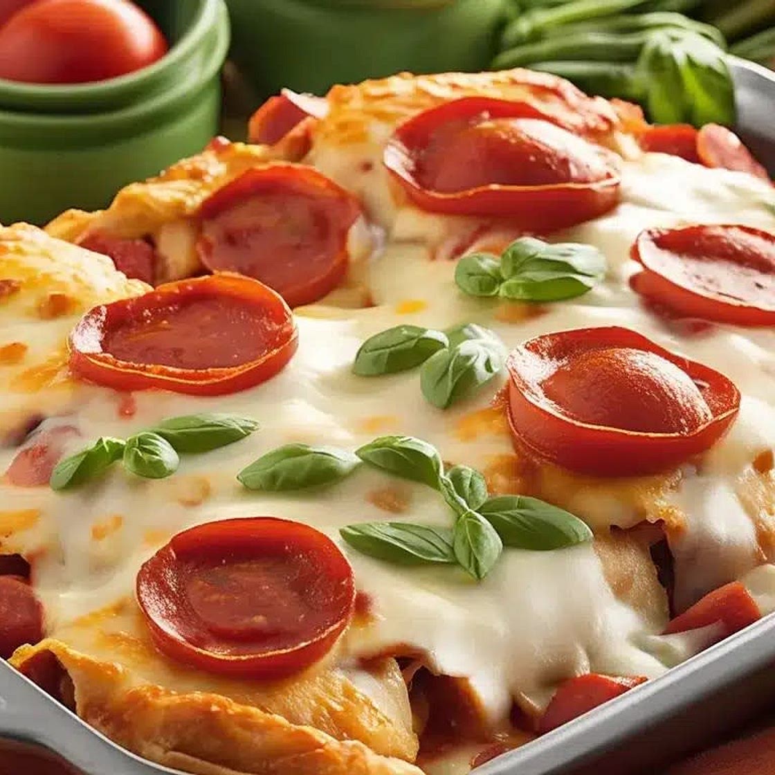 Pepperoni Pizza Chicken Bake
