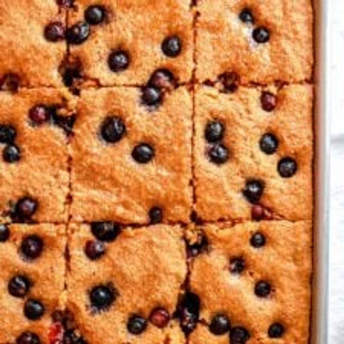 25-Min Lemon Blueberry Sheet Pan Pancakes (made with almond flour)