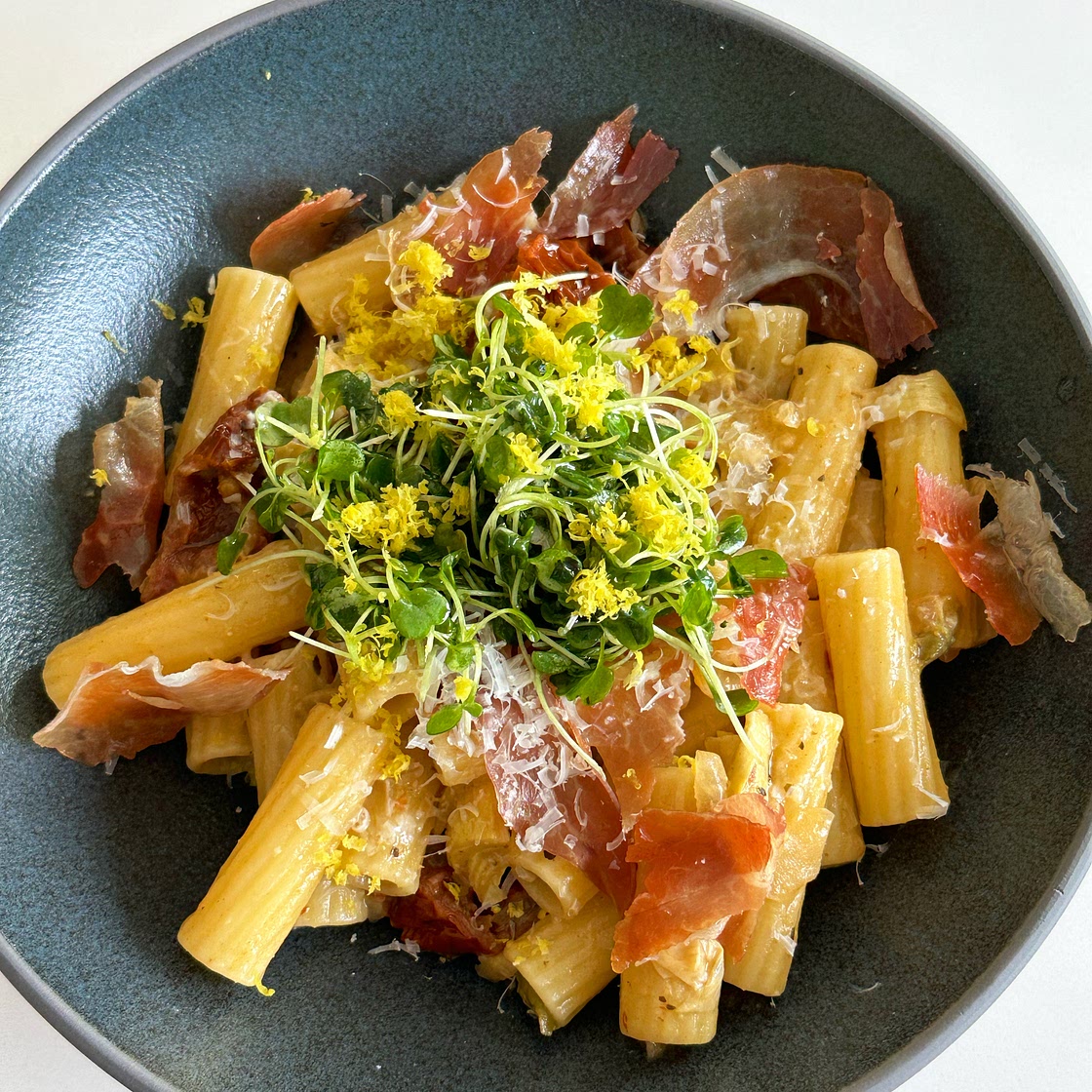 Pantry Pasta with Artichokes, Sun-Dried Tomatoes, and Prosciutto