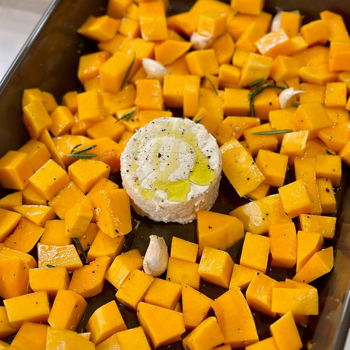 Baked Boursin and Butternut Squash Pasta