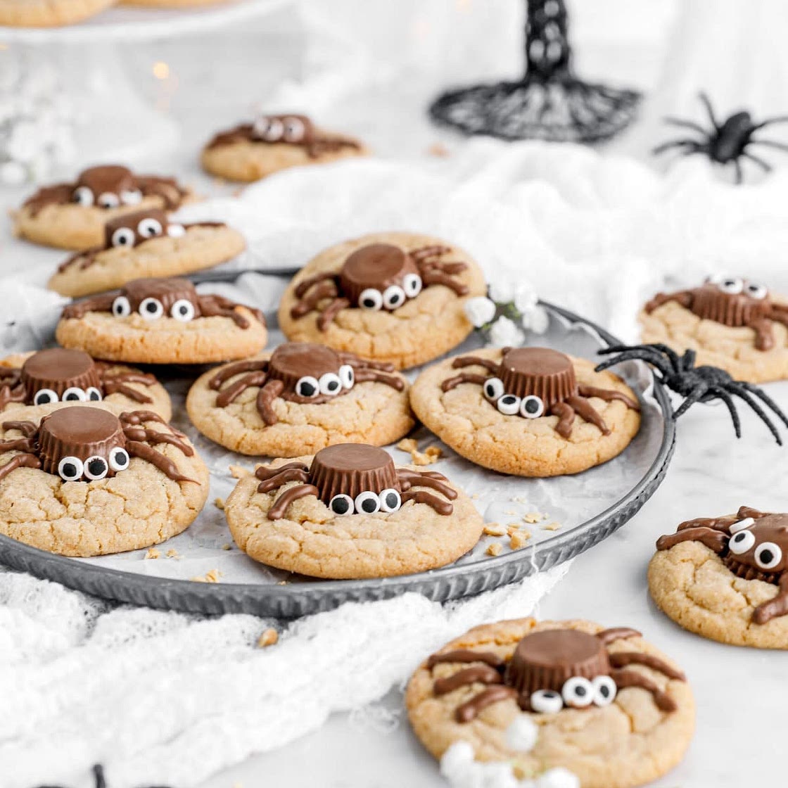 Chewy Peanut Butter Cup Spider Cookies