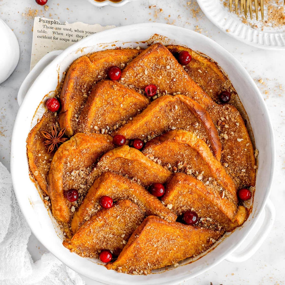 Quick & Easy Pumpkin Butter French Toast Bake